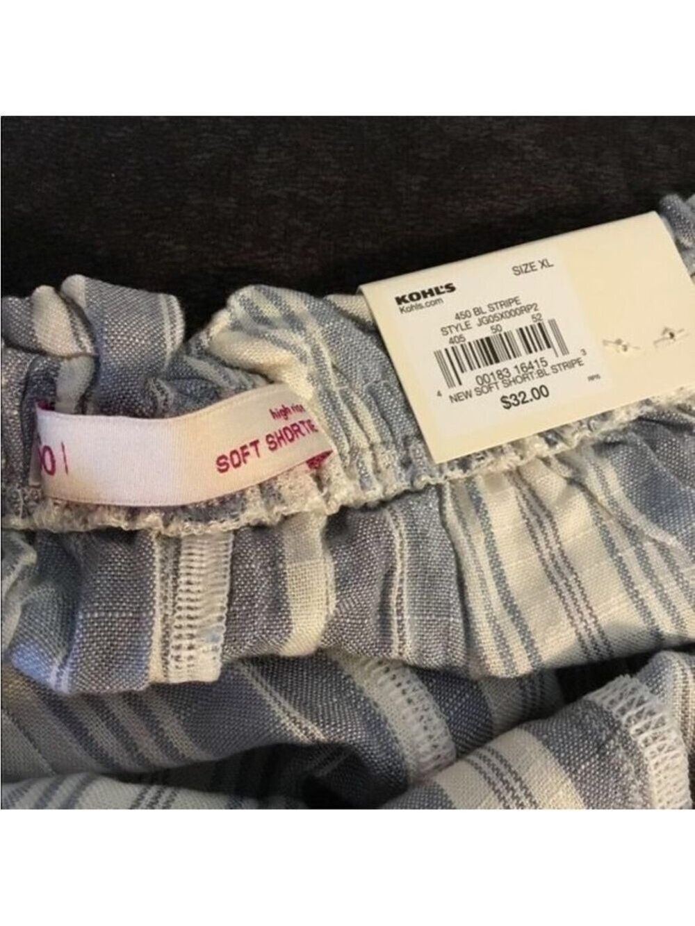 SO striped high rise shorty short Woman’s Juniors size XL blue and white - Picture 9 of 15